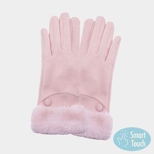 Pink Suede Fuzzy Smart Touch Fur Gloves Statement Accessories Trendy